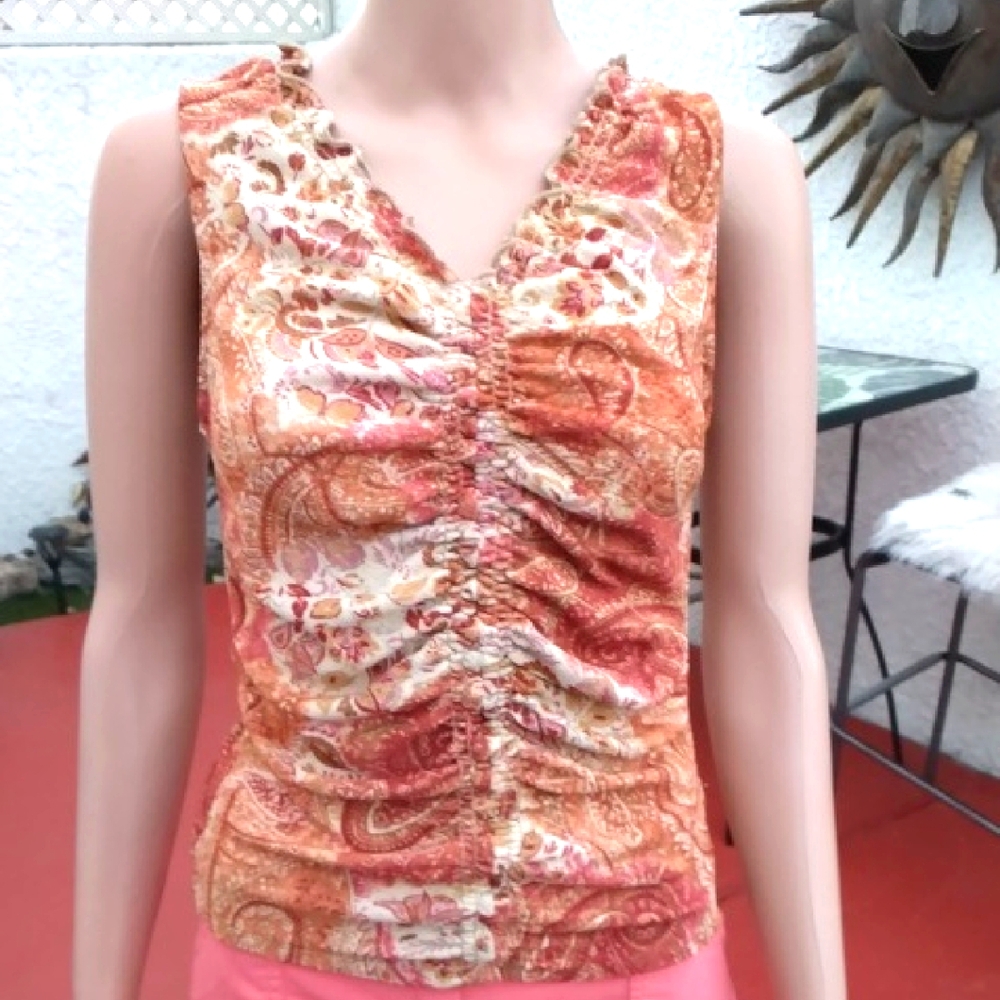 Classiques Entier Orange Ruched Sleeveless Tank Top